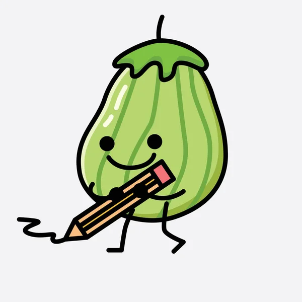 Une Illustration Personnage Vectoriel Mascotte Courgette Mignonne Fruits — Image vectorielle