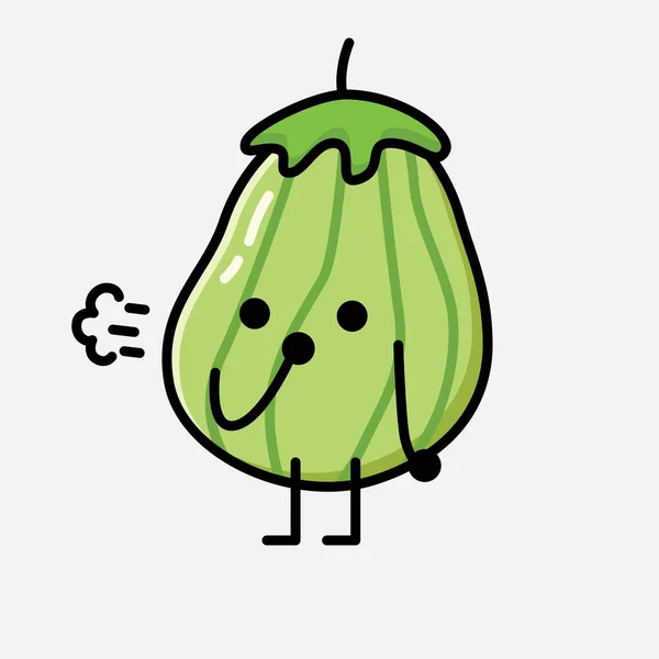 Une Illustration Personnage Vectoriel Mascotte Courgette Mignonne Fruits — Image vectorielle