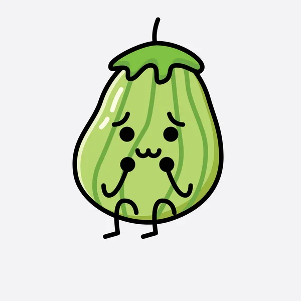 Illustration Cute Zucchini Fruit Mascot Vector Character — Stock Vector