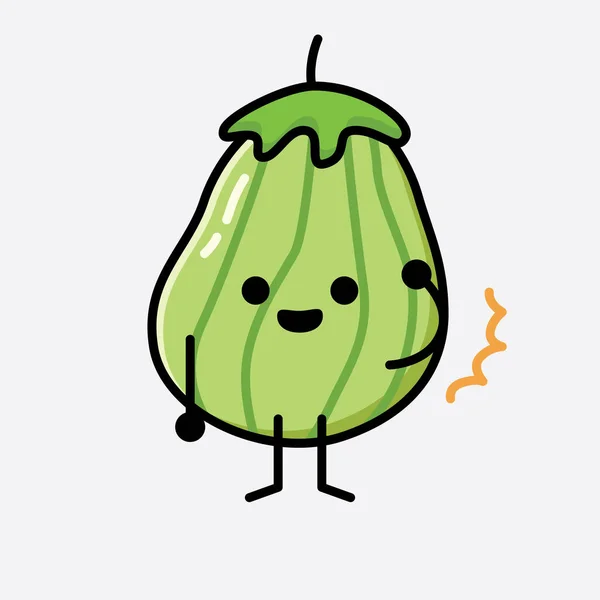 Uma Ilustração Cute Zucchini Fruit Mascot Vector Character — Vetor de Stock