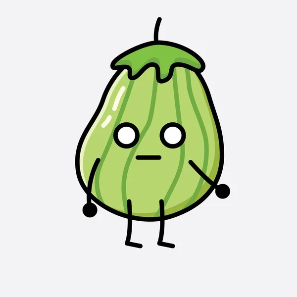 Uma Ilustração Cute Zucchini Fruit Mascot Vector Character — Vetor de Stock