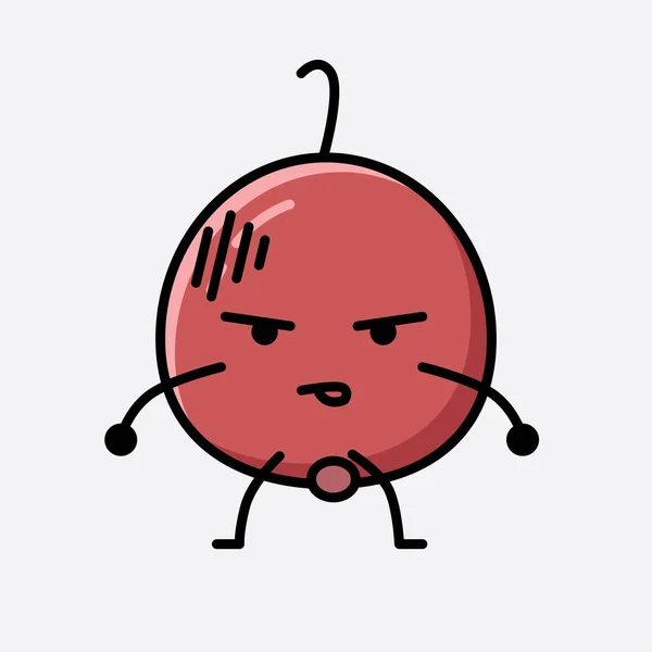 Una Ilustración Del Carácter Lindo Del Vector Mascota Fruta Hackberry — Vector de stock