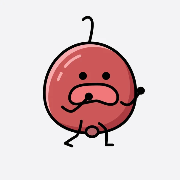 Ilustrace Cute Hackberry Fruit Maskot Vector Charakter — Stockový vektor