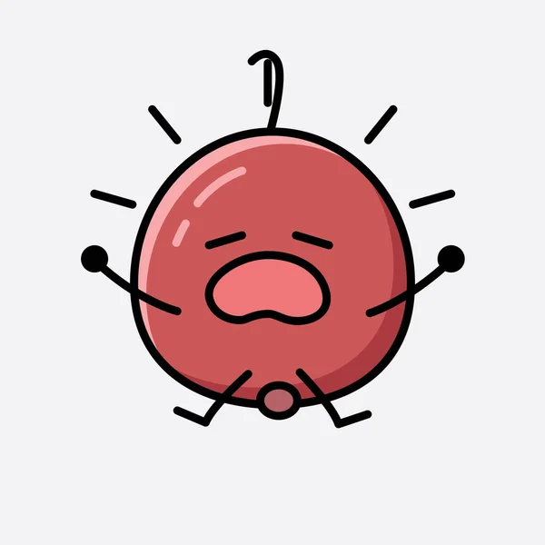 Ilustrace Cute Hackberry Fruit Maskot Vector Charakter — Stockový vektor