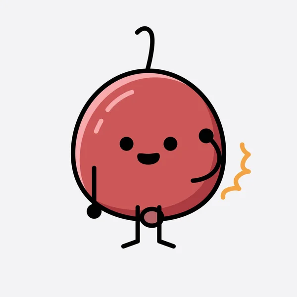 Uma Ilustração Cute Hackberry Fruit Mascot Vector Character — Vetor de Stock