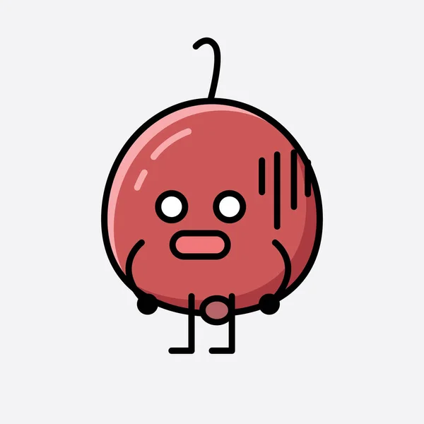 Question Cute Hackberry Fruit Mascot Vector Character — 스톡 벡터