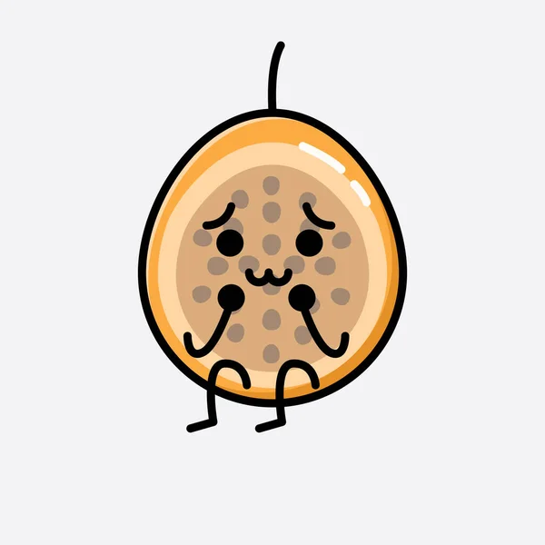 Sebuah Ilustrasi Cute Voavanga Fruit Mascot Vector Character - Stok Vektor