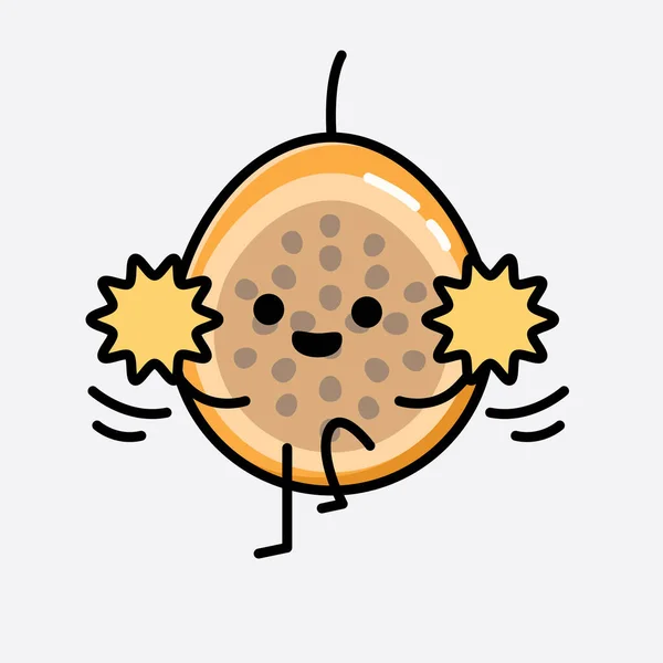 Sebuah Ilustrasi Cute Voavanga Fruit Mascot Vector Character - Stok Vektor