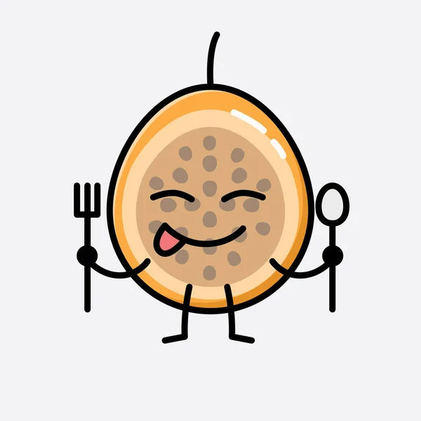 Eine Illustration Des Cute Voavanga Fruit Mascot Vector Character — Stockvektor
