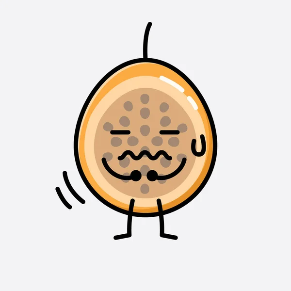 Une Illustration Personnage Vectoriel Mascotte Fruits Voavanga Mignon — Image vectorielle