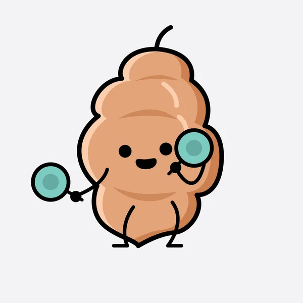 Illustration Cute Tamarind Fruit Mascot Vector Character — стоковый вектор