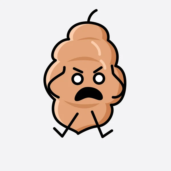 Illustration Cute Tamarind Fruit Mascot Vector Character — стоковый вектор