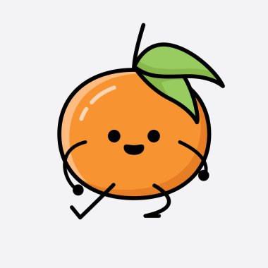Şirin Tangerine Meyve Maskesi Vektör Karakterinin bir çizimi