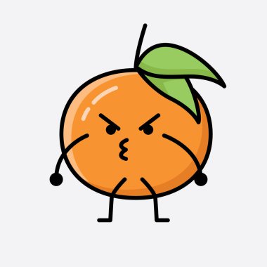 Şirin Tangerine Meyve Maskesi Vektör Karakterinin bir çizimi