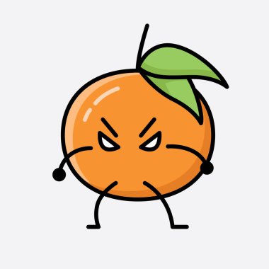 Şirin Tangerine Meyve Maskesi Vektör Karakterinin bir çizimi