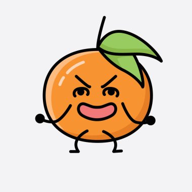 Şirin Tangerine Meyve Maskesi Vektör Karakterinin bir çizimi