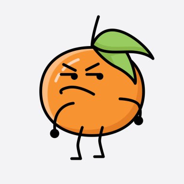 Şirin Tangerine Meyve Maskesi Vektör Karakterinin bir çizimi