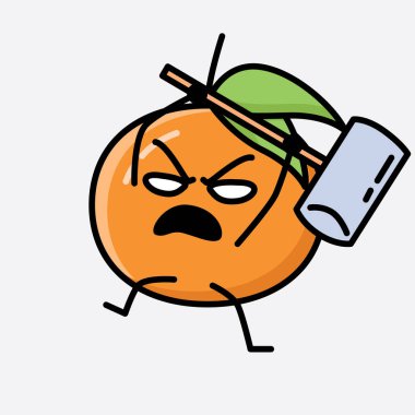 Şirin Tangerine Meyve Maskesi Vektör Karakterinin bir çizimi