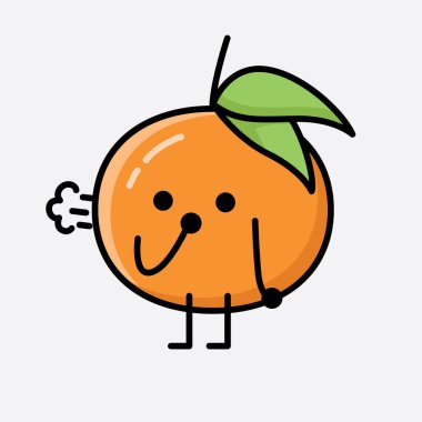 Şirin Tangerine Meyve Maskesi Vektör Karakterinin bir çizimi