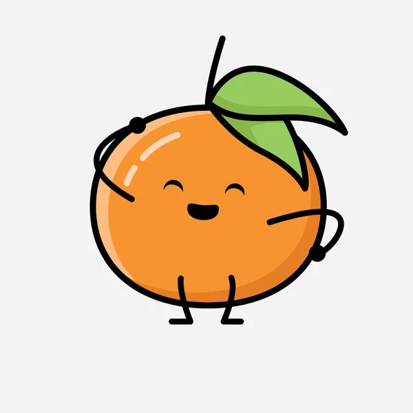 Sebuah Ilustrasi Karakter Maskot Buah Tangerine Vektor - Stok Vektor