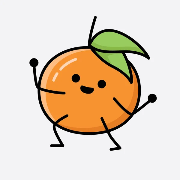 Illustration Söt Tangerine Frukt Maskot Vektor Karaktär — Stock vektor