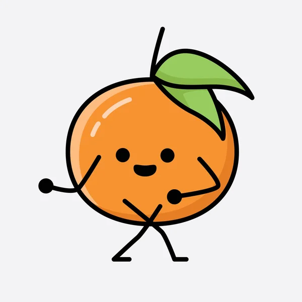Sebuah Ilustrasi Karakter Maskot Buah Tangerine Vektor - Stok Vektor