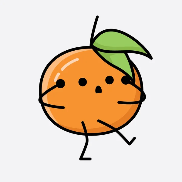 Uma Ilustração Cute Tangerine Fruit Mascot Vector Character —  Vetores de Stock