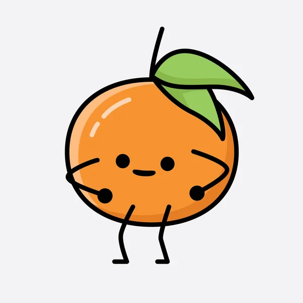 Sebuah Ilustrasi Karakter Maskot Buah Tangerine Vektor - Stok Vektor