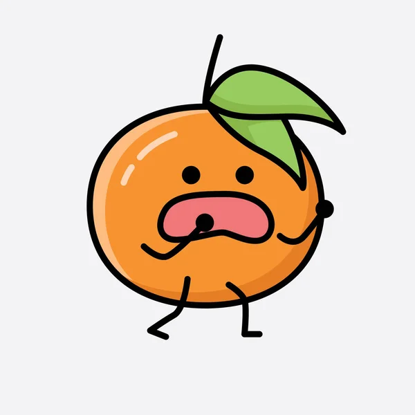 Uma Ilustração Cute Tangerine Fruit Mascot Vector Character —  Vetores de Stock