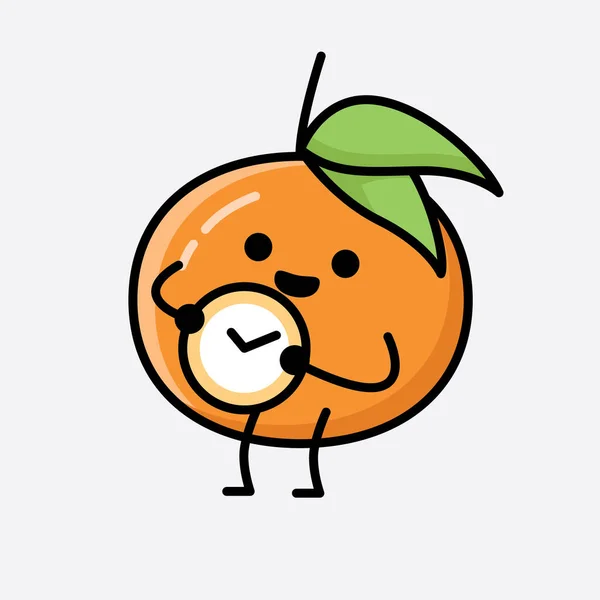 Şirin Tangerine Meyve Maskesi Vektör Karakterinin Bir Çizimi — Stok Vektör
