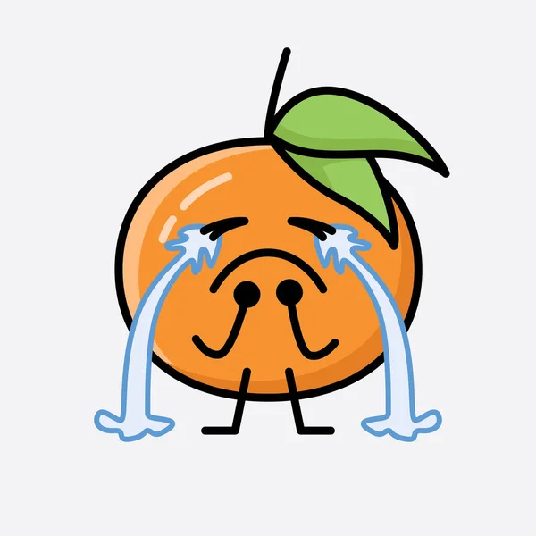 Une Illustration Personnage Vectoriel Mascotte Fruit Mandarine Mignon — Image vectorielle