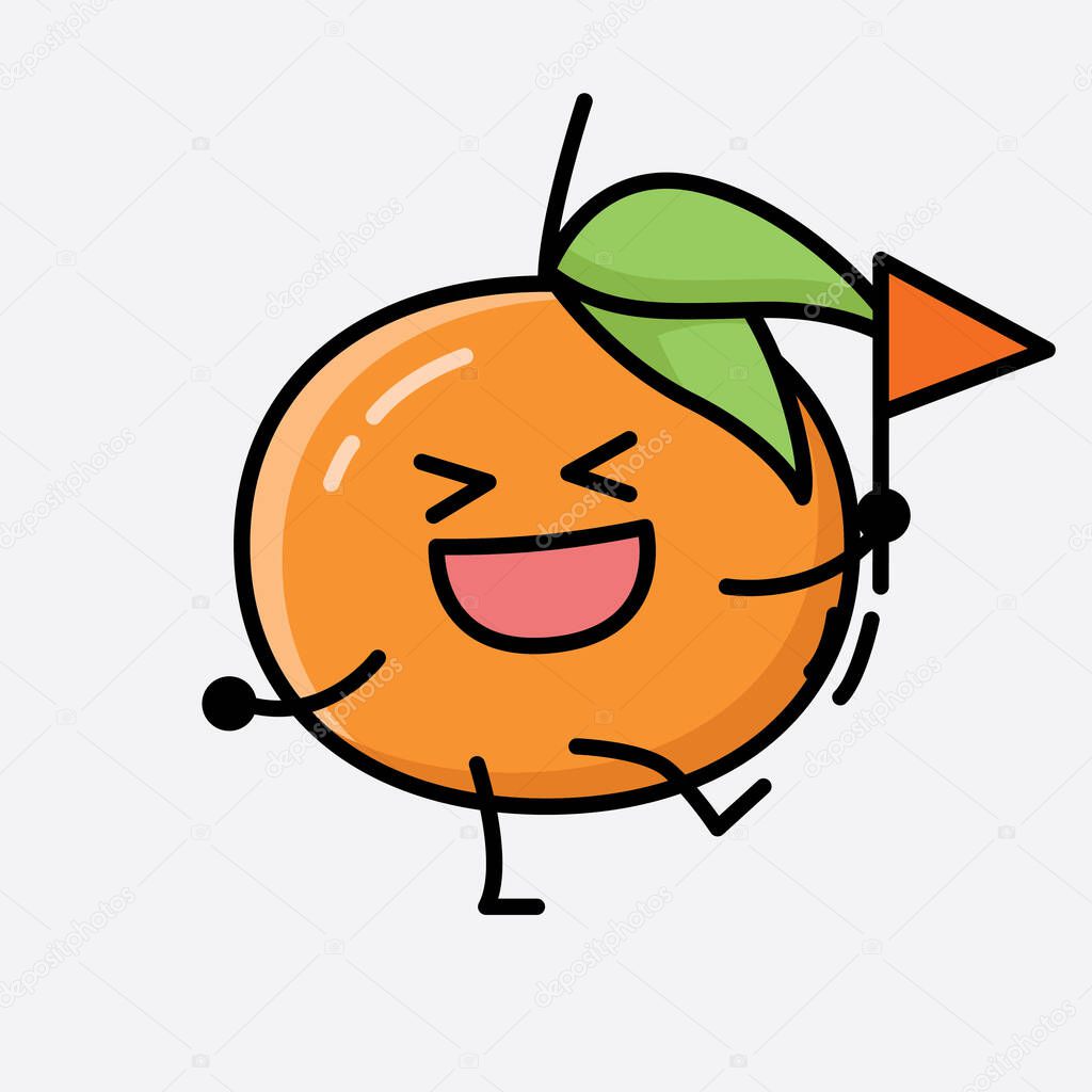 An illustration of Cute Tangerine Fruit Mascot Vector Character