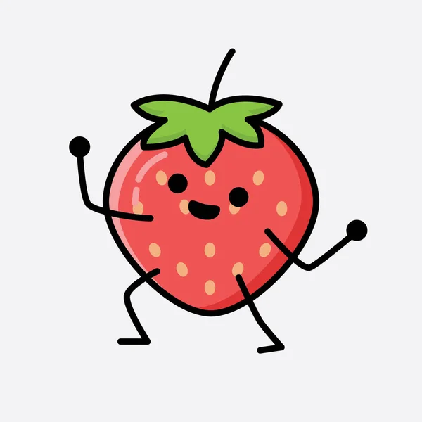 Eine Illustration Des Niedlichen Erdbeer Maskottchen Vektorcharakters — Stockvektor
