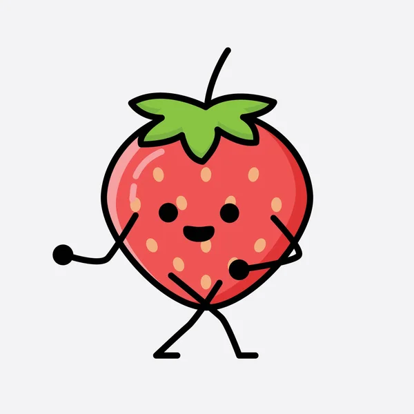 Ілюстрація Cute Strawberry Mascot Vector Character — стоковий вектор