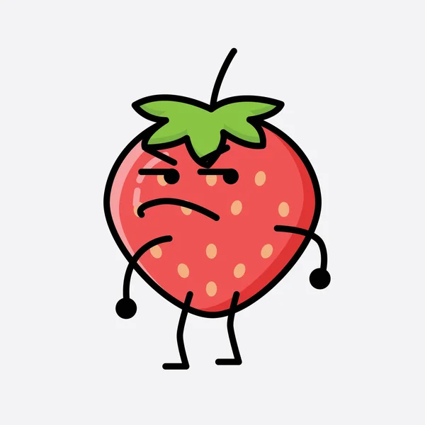 Illustration Cute Strawberry Mascot Vector Character — Stock Vector