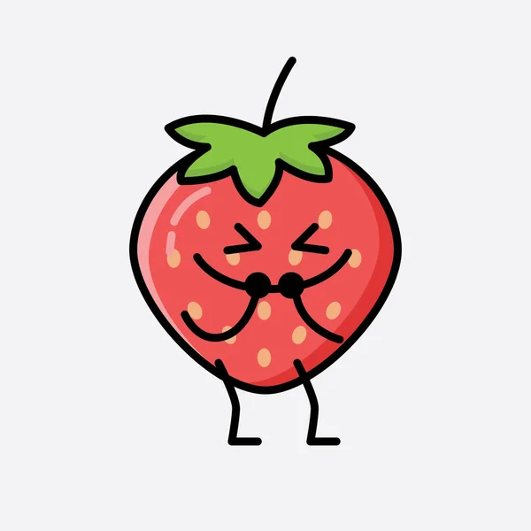 Eine Illustration Des Niedlichen Erdbeer Maskottchen Vektorcharakters — Stockvektor
