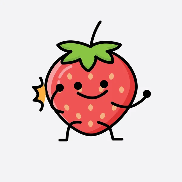 Sebuah Ilustrasi Cute Strawberry Mascot Vector Character - Stok Vektor