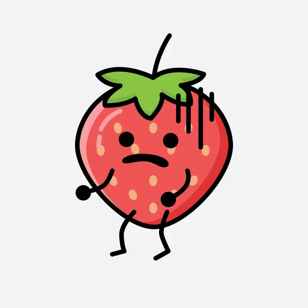 可爱草莓吉祥物病媒特征的图解 — 图库矢量图片