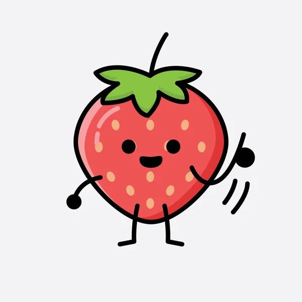 Illustration Cute Strawberry Mascot Vector Character — Stock Vector