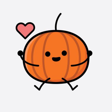 Şirin Balkabağı Simgesi Maskot Vektör Karakteri