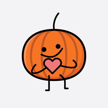 Şirin Balkabağı Simgesi Maskot Vektör Karakteri