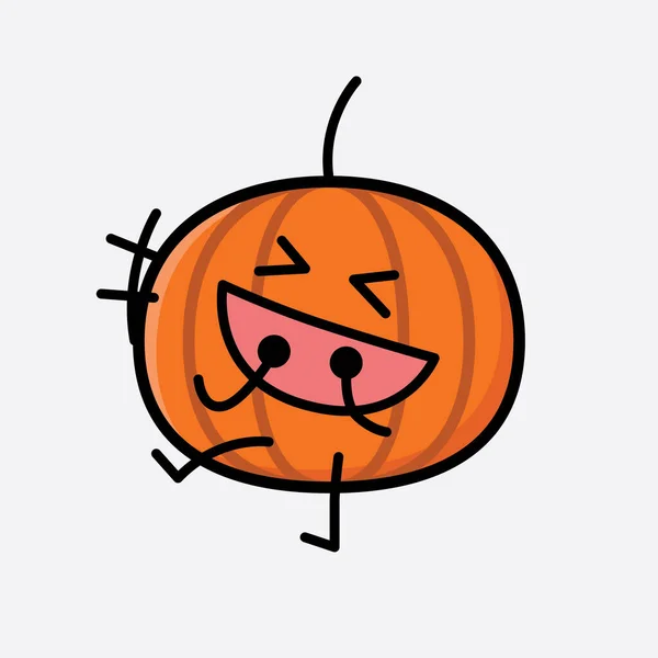 Illustration Cute Pumpkin Icon Mascot Vector Character — Stock Vector