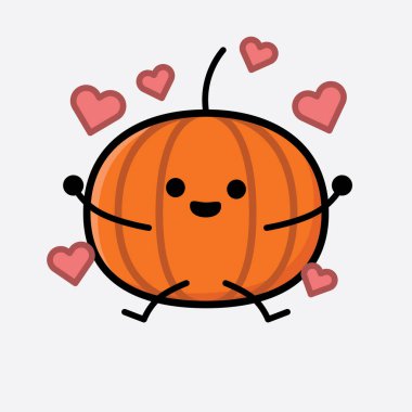 Şirin Balkabağı Simgesi Maskot Vektör Karakteri