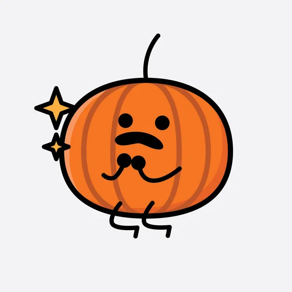 Eine Illustration Von Cute Pumpkin Icon Mascot Vector Character — Stockvektor