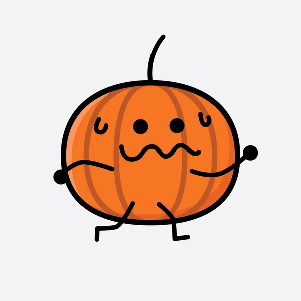 Ilustracja Cute Pumpkin Icon Znak Wektora Maskotki — Wektor stockowy