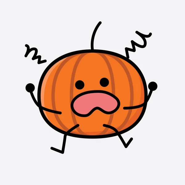 Illustration Cute Pumpkin Icon Mascot Vector Character — Stock Vector