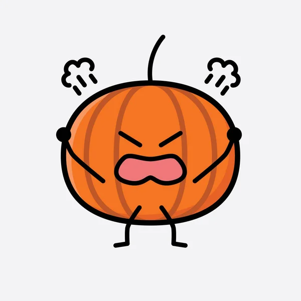 Eine Illustration Von Cute Pumpkin Icon Mascot Vector Character — Stockvektor