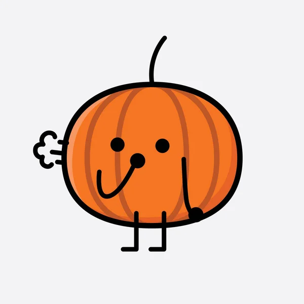 Illustration Cute Pumpkin Icon Mascot Vector Character — Stock Vector