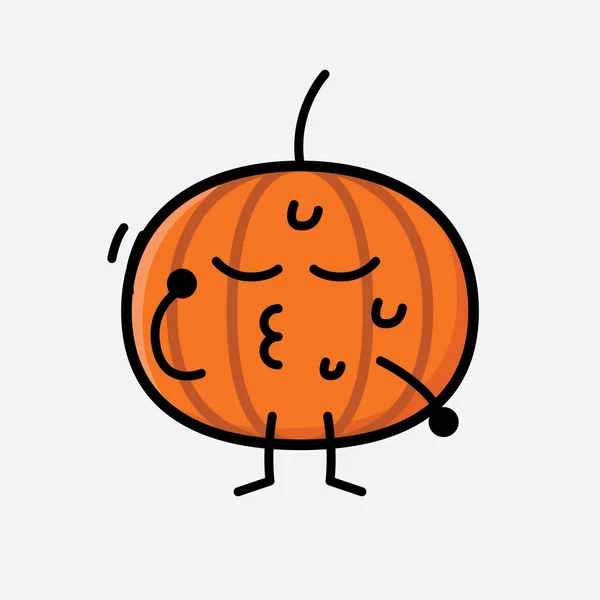 Ilustracja Cute Pumpkin Icon Znak Wektora Maskotki — Wektor stockowy