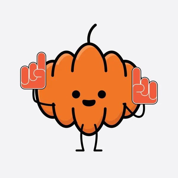 Sebuah Ilustrasi Cute Pumpkin Mascot Vector Character - Stok Vektor